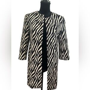 Boston Proper Black White Zebra Print coat or long blazer Sz 6
